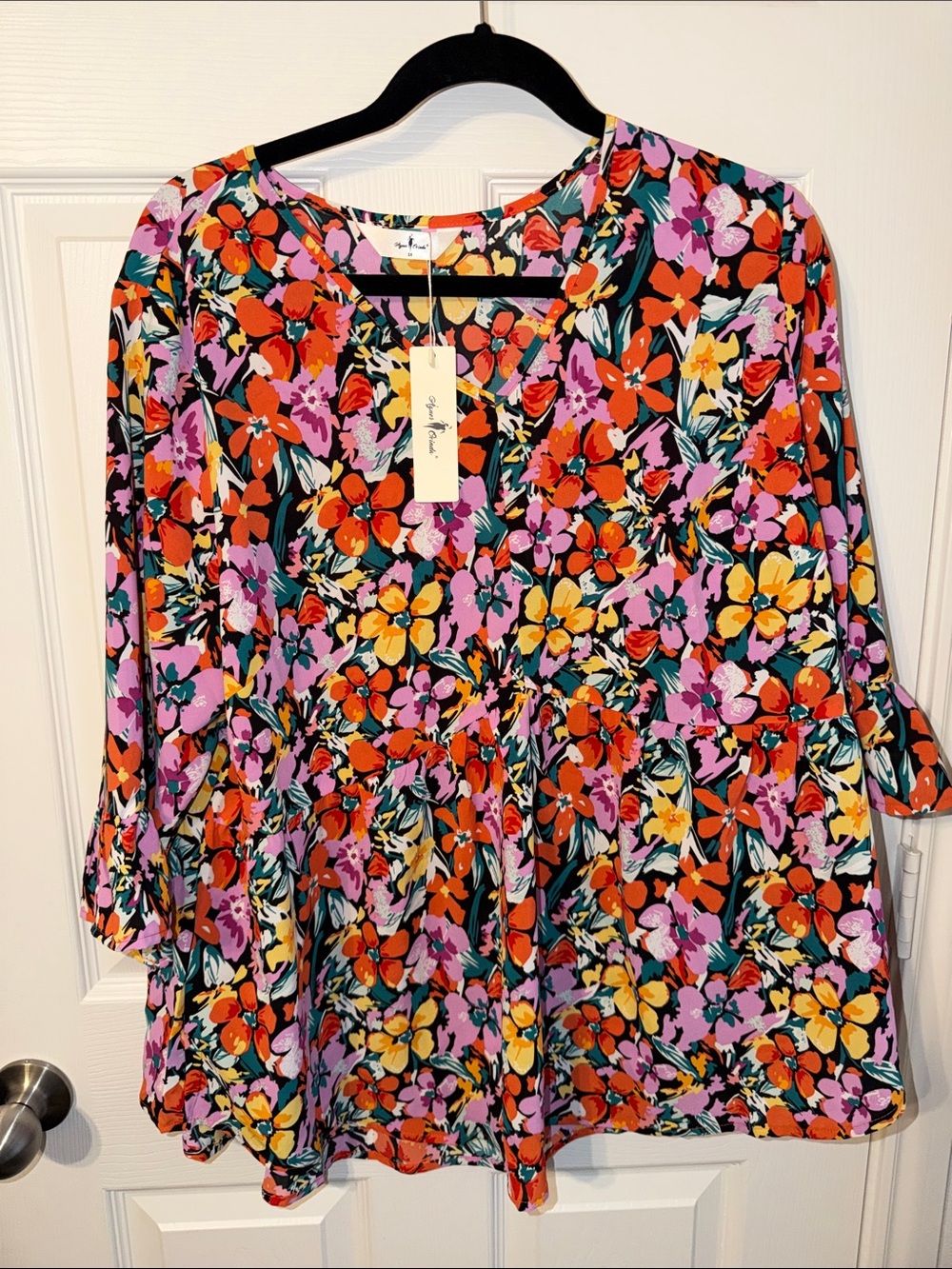 Colorful Floral Babydoll Top - Multicolor Flowers